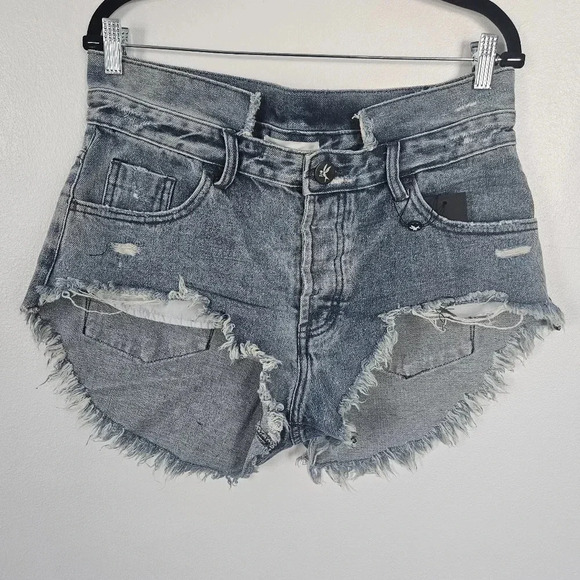 NWT Rocky rollers high cut notch waist distressed‎ jean shorts size 29 - Picture 1 of 7